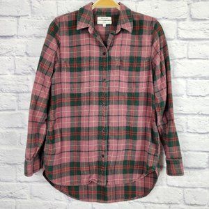 Madewell Women's Size Small Classic Fit Pink Plaid Flannel Button Up Shirt